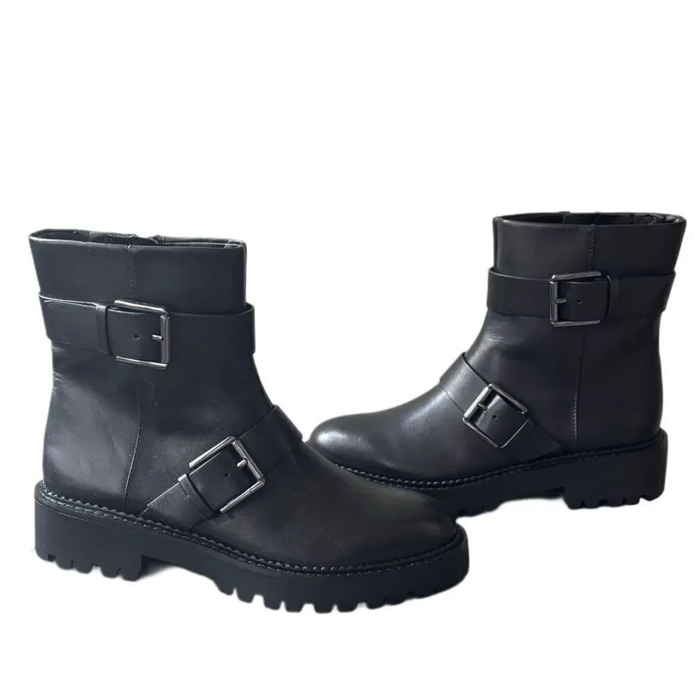Nordstrom Black Macombs Water Resistant Moto Boot sz 6.5